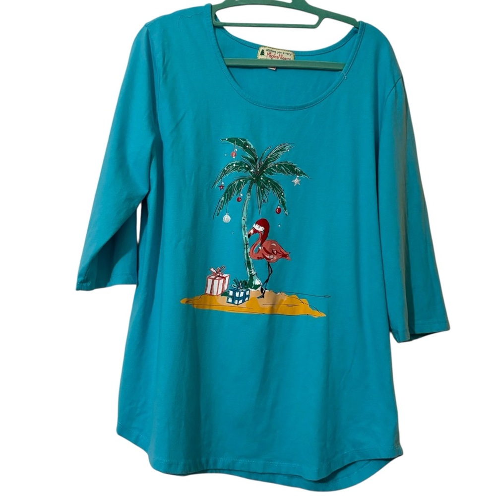 Magical Season women’s tropical Christmas top size 1X
